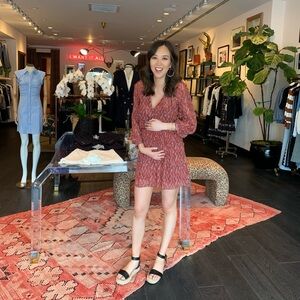 Veronica Beard Burnt Orange Long Sleeve Dress